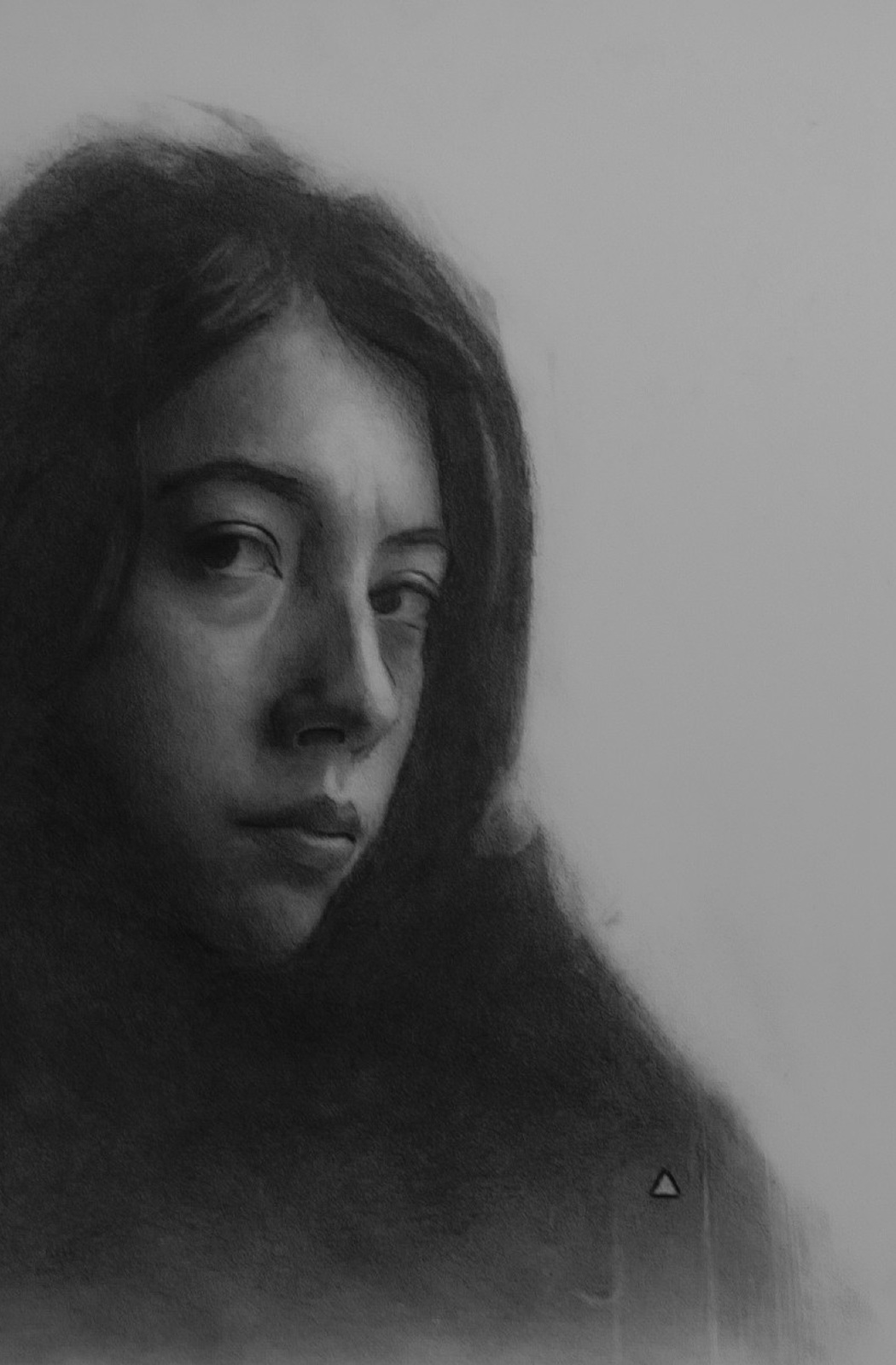 Detail from a graphite double portrait by Ryan Johnston